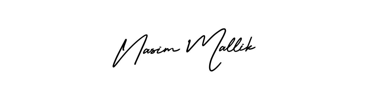 The best way (AmerikaSignatureDemo-Regular) to make a short signature is to pick only two or three words in your name. The name Nasim Mallik include a total of six letters. For converting this name. Nasim Mallik signature style 3 images and pictures png