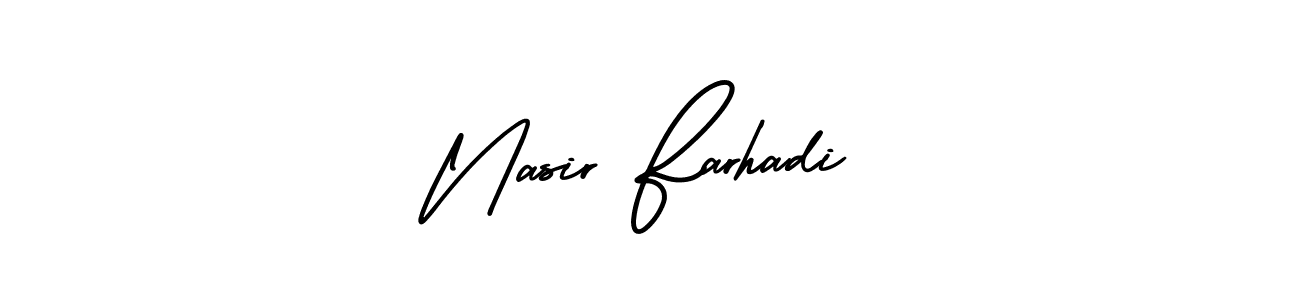 You should practise on your own different ways (AmerikaSignatureDemo-Regular) to write your name (Nasir Farhadi) in signature. don't let someone else do it for you. Nasir Farhadi signature style 3 images and pictures png