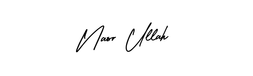 The best way (AmerikaSignatureDemo-Regular) to make a short signature is to pick only two or three words in your name. The name Nasr Ullah include a total of six letters. For converting this name. Nasr Ullah signature style 3 images and pictures png