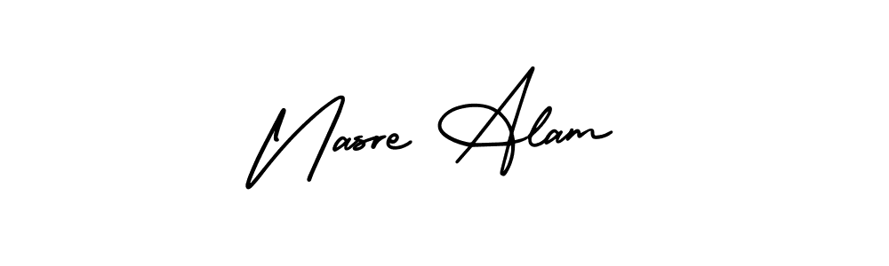 How to make Nasre Alam signature? AmerikaSignatureDemo-Regular is a professional autograph style. Create handwritten signature for Nasre Alam name. Nasre Alam signature style 3 images and pictures png