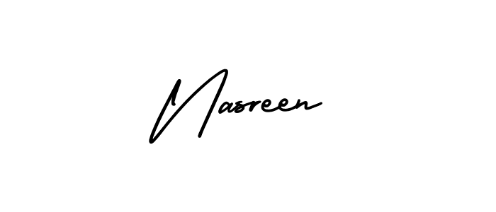The best way (AmerikaSignatureDemo-Regular) to make a short signature is to pick only two or three words in your name. The name Nasreen include a total of six letters. For converting this name. Nasreen signature style 3 images and pictures png