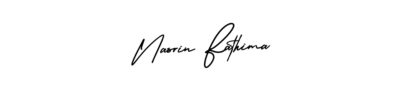 Use a signature maker to create a handwritten signature online. With this signature software, you can design (AmerikaSignatureDemo-Regular) your own signature for name Nasrin Fathima. Nasrin Fathima signature style 3 images and pictures png