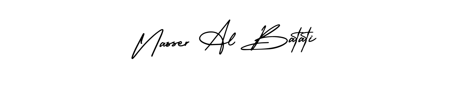 The best way (AmerikaSignatureDemo-Regular) to make a short signature is to pick only two or three words in your name. The name Nasser Al Batati include a total of six letters. For converting this name. Nasser Al Batati signature style 3 images and pictures png