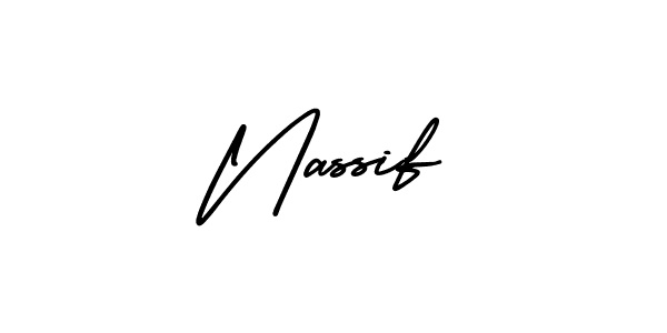 Use a signature maker to create a handwritten signature online. With this signature software, you can design (AmerikaSignatureDemo-Regular) your own signature for name Nassif. Nassif signature style 3 images and pictures png