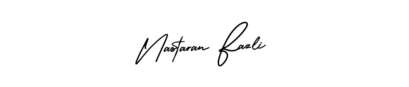 Make a short Nastaran Fazli signature style. Manage your documents anywhere anytime using AmerikaSignatureDemo-Regular. Create and add eSignatures, submit forms, share and send files easily. Nastaran Fazli signature style 3 images and pictures png