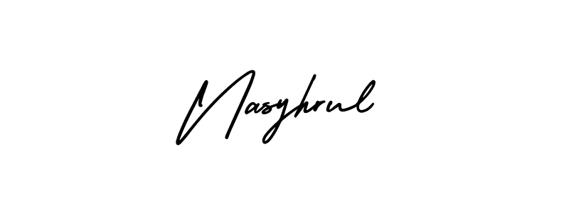 You should practise on your own different ways (AmerikaSignatureDemo-Regular) to write your name (Nasyhrul) in signature. don't let someone else do it for you. Nasyhrul signature style 3 images and pictures png