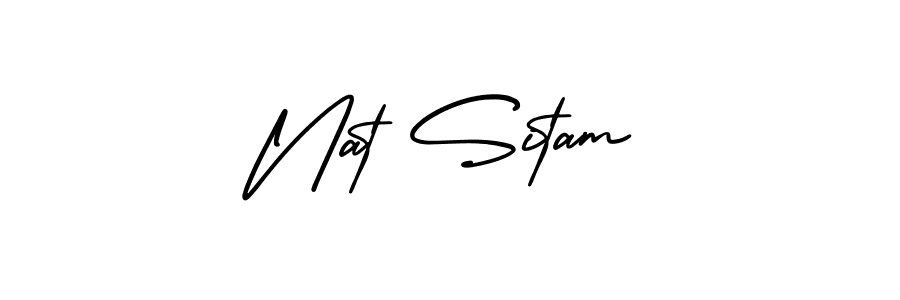 if you are searching for the best signature style for your name Nat Sitam. so please give up your signature search. here we have designed multiple signature styles  using AmerikaSignatureDemo-Regular. Nat Sitam signature style 3 images and pictures png