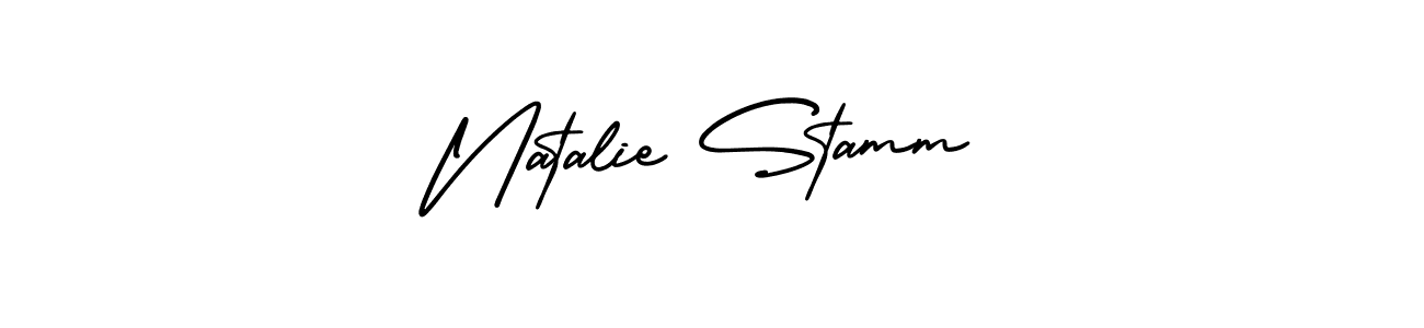 You should practise on your own different ways (AmerikaSignatureDemo-Regular) to write your name (Natalie Stamm) in signature. don't let someone else do it for you. Natalie Stamm signature style 3 images and pictures png