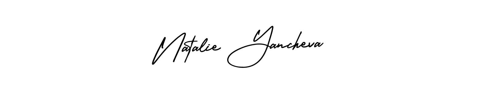 The best way (AmerikaSignatureDemo-Regular) to make a short signature is to pick only two or three words in your name. The name Natalie Yancheva include a total of six letters. For converting this name. Natalie Yancheva signature style 3 images and pictures png