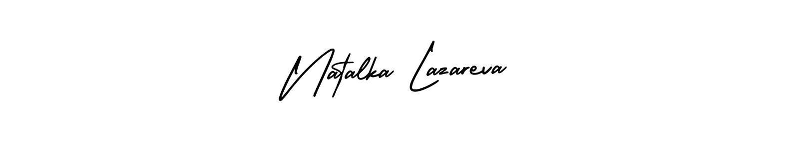 The best way (AmerikaSignatureDemo-Regular) to make a short signature is to pick only two or three words in your name. The name Natalka Lazareva include a total of six letters. For converting this name. Natalka Lazareva signature style 3 images and pictures png