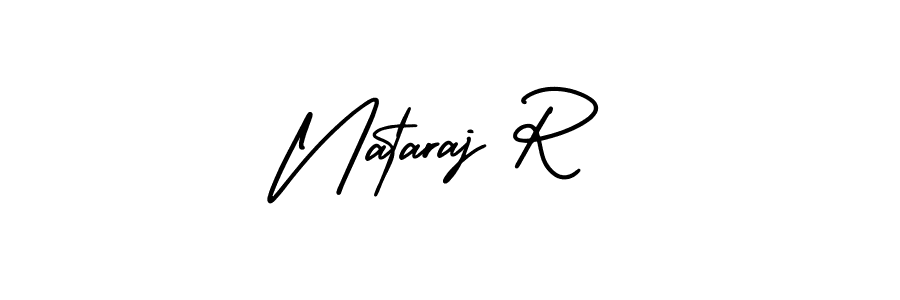 You should practise on your own different ways (AmerikaSignatureDemo-Regular) to write your name (Nataraj R) in signature. don't let someone else do it for you. Nataraj R signature style 3 images and pictures png