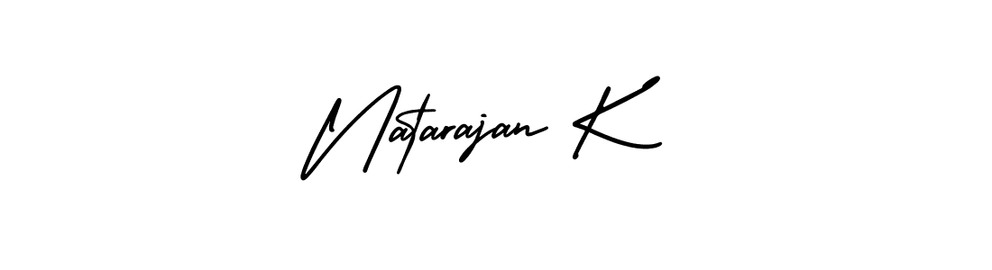 You should practise on your own different ways (AmerikaSignatureDemo-Regular) to write your name (Natarajan K) in signature. don't let someone else do it for you. Natarajan K signature style 3 images and pictures png