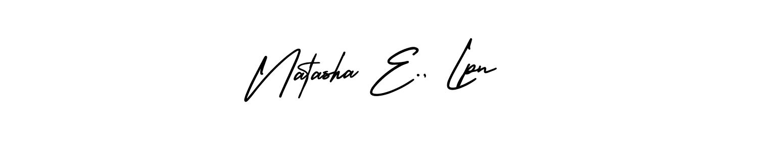 The best way (AmerikaSignatureDemo-Regular) to make a short signature is to pick only two or three words in your name. The name Natasha E., Lpn include a total of six letters. For converting this name. Natasha E., Lpn signature style 3 images and pictures png