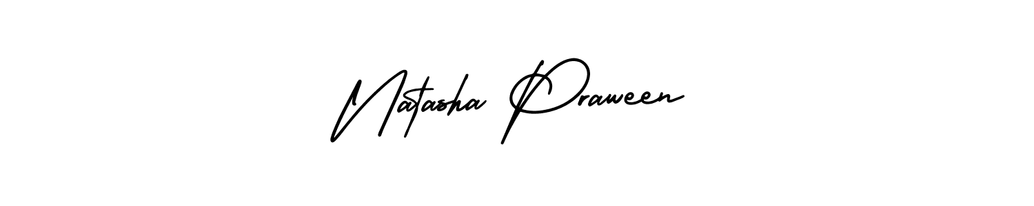 Natasha Praween stylish signature style. Best Handwritten Sign (AmerikaSignatureDemo-Regular) for my name. Handwritten Signature Collection Ideas for my name Natasha Praween. Natasha Praween signature style 3 images and pictures png