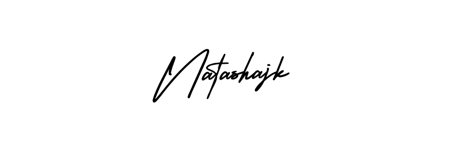 You should practise on your own different ways (AmerikaSignatureDemo-Regular) to write your name (Natashajk) in signature. don't let someone else do it for you. Natashajk signature style 3 images and pictures png