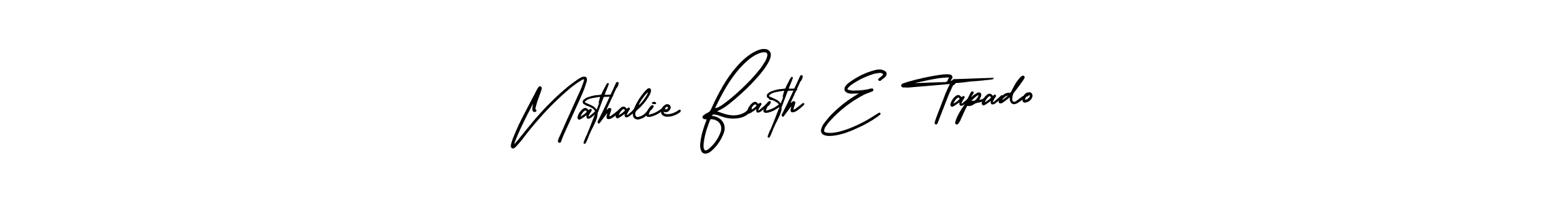 You should practise on your own different ways (AmerikaSignatureDemo-Regular) to write your name (Nathalie Faith E Tapado) in signature. don't let someone else do it for you. Nathalie Faith E Tapado signature style 3 images and pictures png