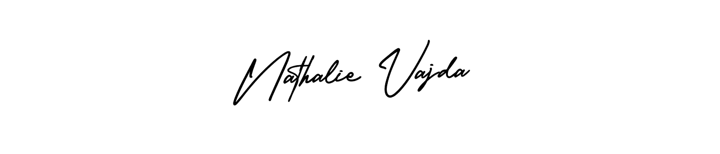 This is the best signature style for the Nathalie Vajda name. Also you like these signature font (AmerikaSignatureDemo-Regular). Mix name signature. Nathalie Vajda signature style 3 images and pictures png