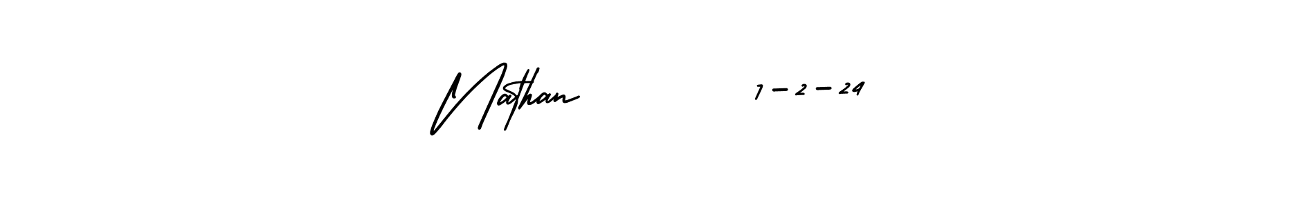 The best way (AmerikaSignatureDemo-Regular) to make a short signature is to pick only two or three words in your name. The name Nathan       7-2-24 include a total of six letters. For converting this name. Nathan       7-2-24 signature style 3 images and pictures png