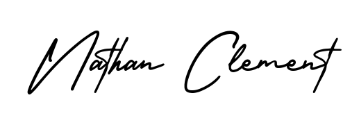The AmerikaSignatureDemo-Regular handwriting style adds charm and authenticity to name Nathan Clement. A wonderful choice for personal thank-you notes. Nathan Clement signature style 3 images and pictures png
