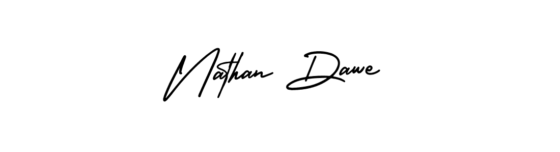 You should practise on your own different ways (AmerikaSignatureDemo-Regular) to write your name (Nathan Dawe) in signature. don't let someone else do it for you. Nathan Dawe signature style 3 images and pictures png