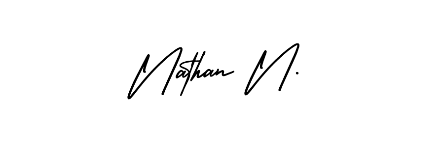 How to Draw Nathan N. signature style? AmerikaSignatureDemo-Regular is a latest design signature styles for name Nathan N.. Nathan N. signature style 3 images and pictures png