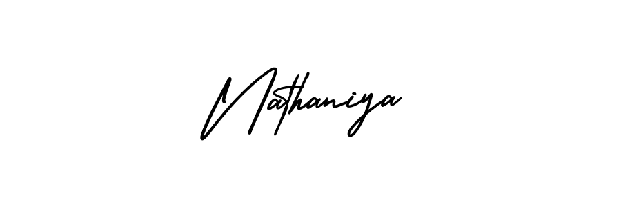 Nathaniya stylish signature style. Best Handwritten Sign (AmerikaSignatureDemo-Regular) for my name. Handwritten Signature Collection Ideas for my name Nathaniya. Nathaniya signature style 3 images and pictures png