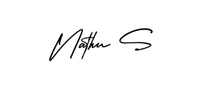 Nathu S stylish signature style. Best Handwritten Sign (AmerikaSignatureDemo-Regular) for my name. Handwritten Signature Collection Ideas for my name Nathu S. Nathu S signature style 3 images and pictures png