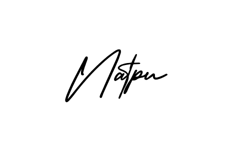 You should practise on your own different ways (AmerikaSignatureDemo-Regular) to write your name (Natpu) in signature. don't let someone else do it for you. Natpu signature style 3 images and pictures png