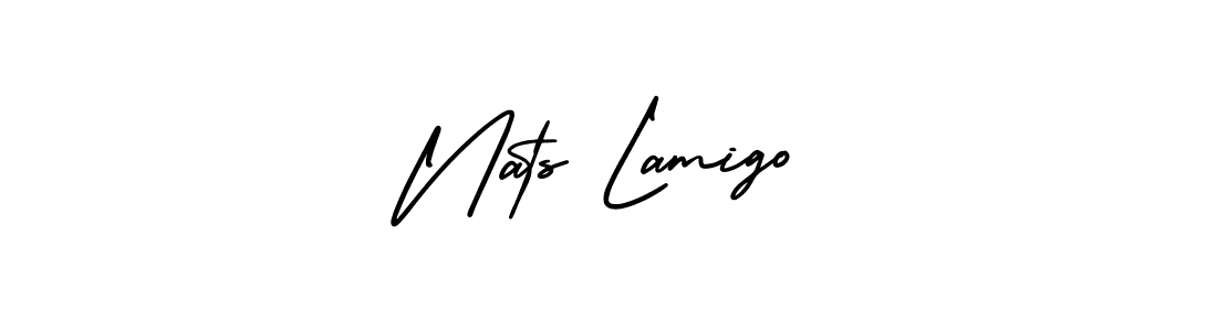 How to make Nats Lamigo name signature. Use AmerikaSignatureDemo-Regular style for creating short signs online. This is the latest handwritten sign. Nats Lamigo signature style 3 images and pictures png