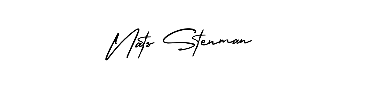 How to make Nats Stenman name signature. Use AmerikaSignatureDemo-Regular style for creating short signs online. This is the latest handwritten sign. Nats Stenman signature style 3 images and pictures png