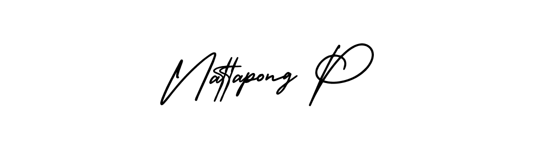 How to make Nattapong P name signature. Use AmerikaSignatureDemo-Regular style for creating short signs online. This is the latest handwritten sign. Nattapong P signature style 3 images and pictures png