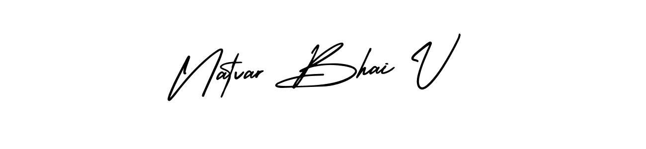 Natvar Bhai V stylish signature style. Best Handwritten Sign (AmerikaSignatureDemo-Regular) for my name. Handwritten Signature Collection Ideas for my name Natvar Bhai V. Natvar Bhai V signature style 3 images and pictures png