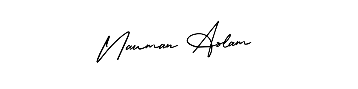 How to Draw Nauman Aslam signature style? AmerikaSignatureDemo-Regular is a latest design signature styles for name Nauman Aslam. Nauman Aslam signature style 3 images and pictures png