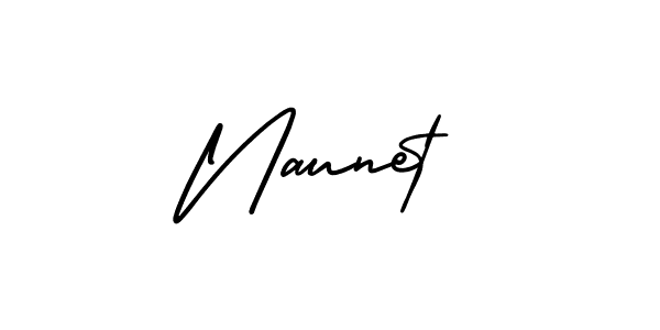 Use a signature maker to create a handwritten signature online. With this signature software, you can design (AmerikaSignatureDemo-Regular) your own signature for name Naunet. Naunet signature style 3 images and pictures png