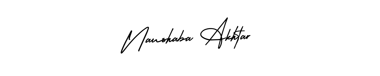 The best way (AmerikaSignatureDemo-Regular) to make a short signature is to pick only two or three words in your name. The name Naushaba Akhtar include a total of six letters. For converting this name. Naushaba Akhtar signature style 3 images and pictures png