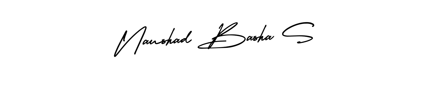 Use a signature maker to create a handwritten signature online. With this signature software, you can design (AmerikaSignatureDemo-Regular) your own signature for name Naushad Basha S. Naushad Basha S signature style 3 images and pictures png