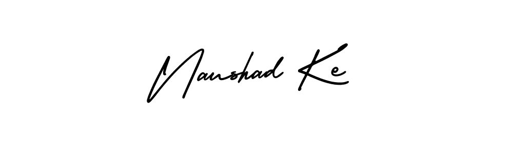 You should practise on your own different ways (AmerikaSignatureDemo-Regular) to write your name (Naushad Ke) in signature. don't let someone else do it for you. Naushad Ke signature style 3 images and pictures png