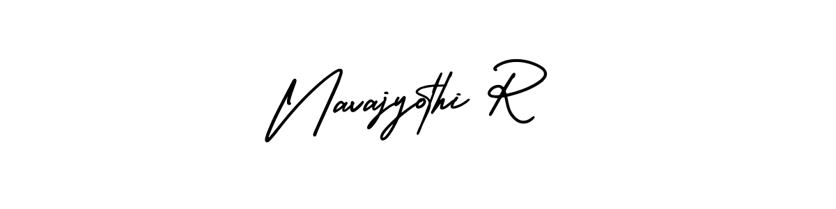 How to make Navajyothi R name signature. Use AmerikaSignatureDemo-Regular style for creating short signs online. This is the latest handwritten sign. Navajyothi R signature style 3 images and pictures png