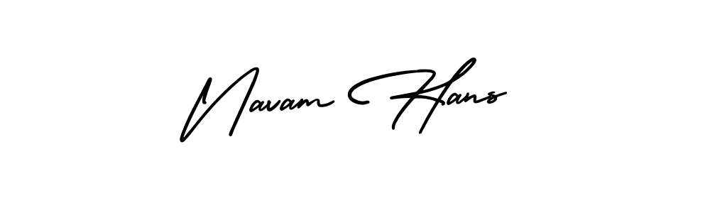 if you are searching for the best signature style for your name Navam Hans. so please give up your signature search. here we have designed multiple signature styles  using AmerikaSignatureDemo-Regular. Navam Hans signature style 3 images and pictures png
