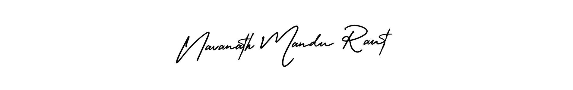 The best way (AmerikaSignatureDemo-Regular) to make a short signature is to pick only two or three words in your name. The name Navanath Mandu Raut include a total of six letters. For converting this name. Navanath Mandu Raut signature style 3 images and pictures png