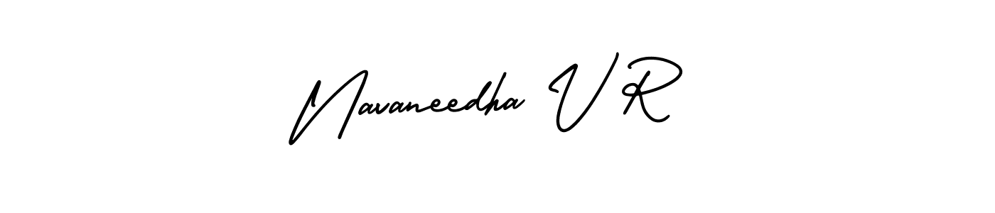 How to make Navaneedha V R name signature. Use AmerikaSignatureDemo-Regular style for creating short signs online. This is the latest handwritten sign. Navaneedha V R signature style 3 images and pictures png
