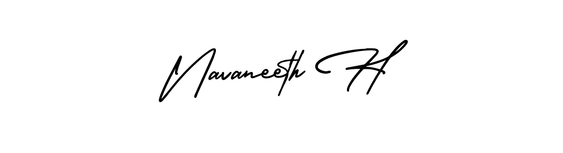 How to make Navaneeth H name signature. Use AmerikaSignatureDemo-Regular style for creating short signs online. This is the latest handwritten sign. Navaneeth H signature style 3 images and pictures png