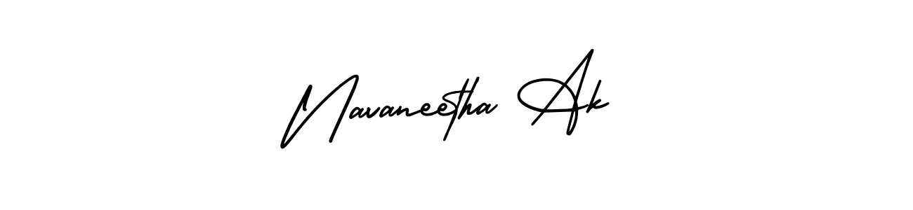 AmerikaSignatureDemo-Regular is a professional signature style that is perfect for those who want to add a touch of class to their signature. It is also a great choice for those who want to make their signature more unique. Get Navaneetha Ak name to fancy signature for free. Navaneetha Ak signature style 3 images and pictures png