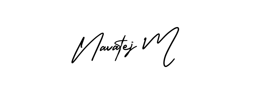 if you are searching for the best signature style for your name Navatej M. so please give up your signature search. here we have designed multiple signature styles  using AmerikaSignatureDemo-Regular. Navatej M signature style 3 images and pictures png