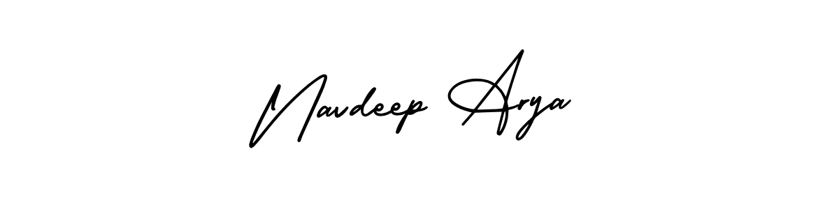 Make a beautiful signature design for name Navdeep Arya. With this signature (AmerikaSignatureDemo-Regular) style, you can create a handwritten signature for free. Navdeep Arya signature style 3 images and pictures png
