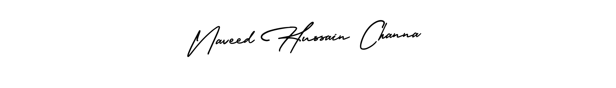 This is the best signature style for the Naveed Hussain Channa name. Also you like these signature font (AmerikaSignatureDemo-Regular). Mix name signature. Naveed Hussain Channa signature style 3 images and pictures png