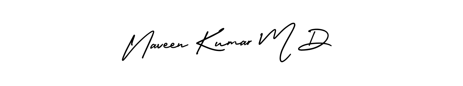 You should practise on your own different ways (AmerikaSignatureDemo-Regular) to write your name (Naveen Kumar M D) in signature. don't let someone else do it for you. Naveen Kumar M D signature style 3 images and pictures png