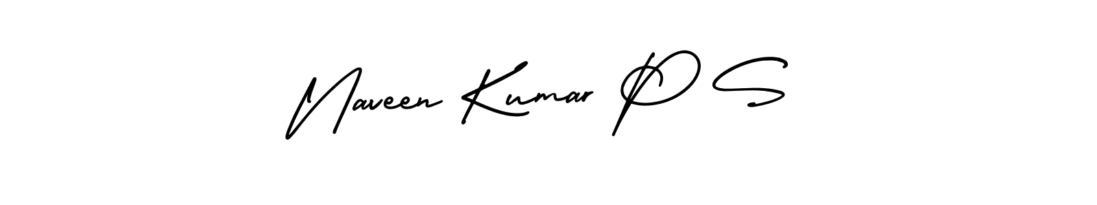 The best way (AmerikaSignatureDemo-Regular) to make a short signature is to pick only two or three words in your name. The name Naveen Kumar P S include a total of six letters. For converting this name. Naveen Kumar P S signature style 3 images and pictures png