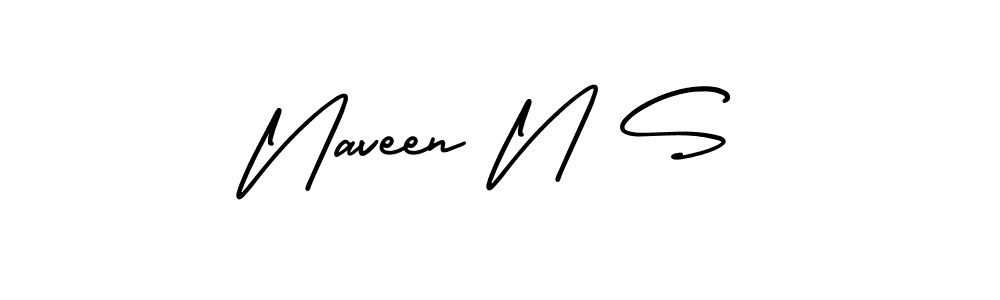 Use a signature maker to create a handwritten signature online. With this signature software, you can design (AmerikaSignatureDemo-Regular) your own signature for name Naveen N S. Naveen N S signature style 3 images and pictures png