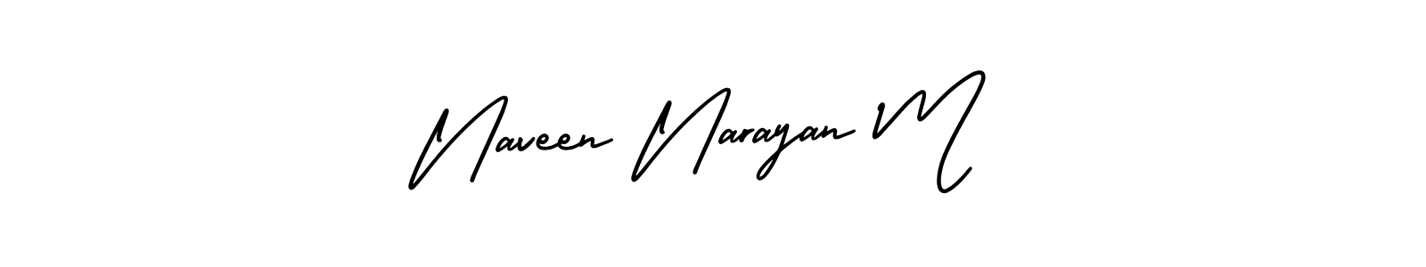Naveen Narayan M stylish signature style. Best Handwritten Sign (AmerikaSignatureDemo-Regular) for my name. Handwritten Signature Collection Ideas for my name Naveen Narayan M. Naveen Narayan M signature style 3 images and pictures png